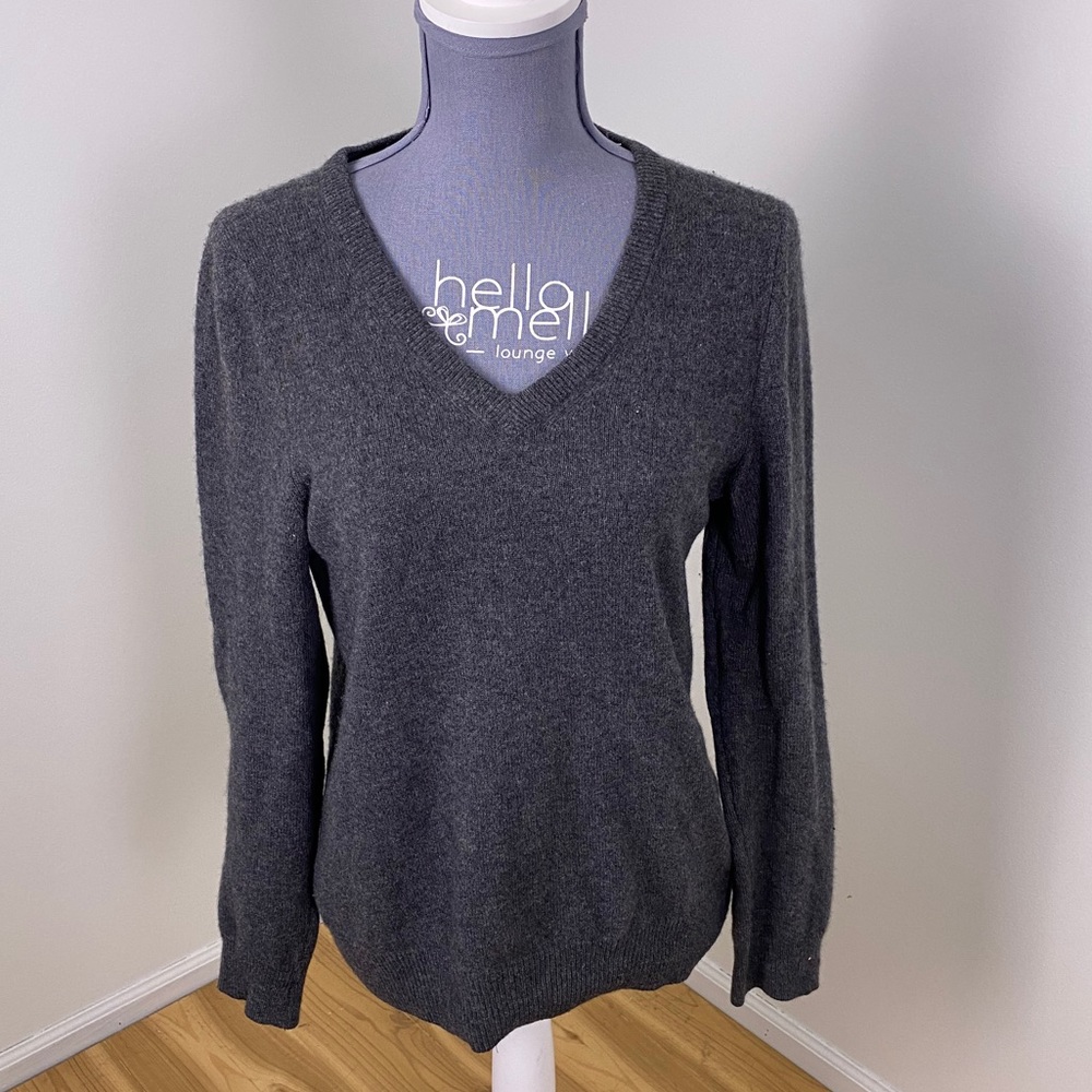 Only Mine Gray V Neck Cashmere Sweater Small